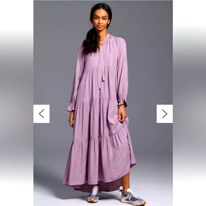 Maeve Anthropologie Elegant Lavender Maxi Wendy Dress